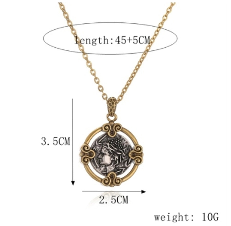 ig style simple style portrait stainless steel copper plating inlay zircon gold plated pendant necklace - CEJEW