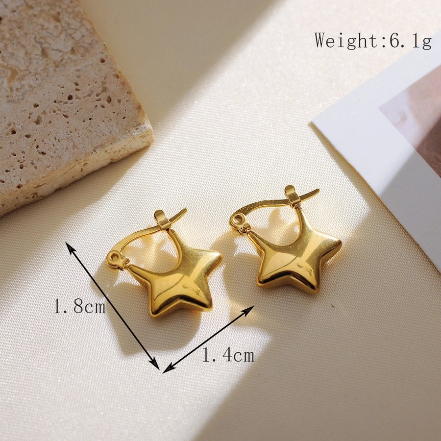 304 Stainless Steel 18K Gold Plated IG Style Simple Style Star Earrings Necklace