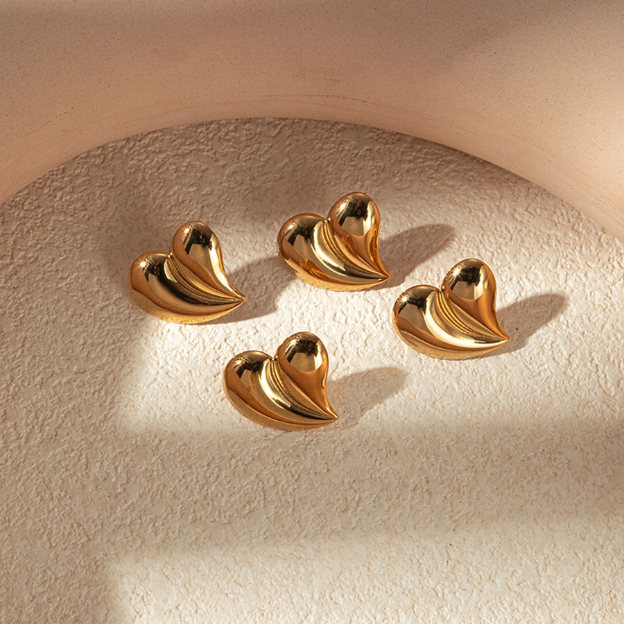 1 Pair Elegant Cute Sweet Heart Shape Plating 304 Stainless Steel 14K Gold Plated Ear Studs