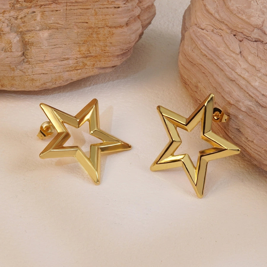 1 Pair Elegant Simple Style Classic Style Star 304 Stainless Steel Imitation Gold  Ear Studs