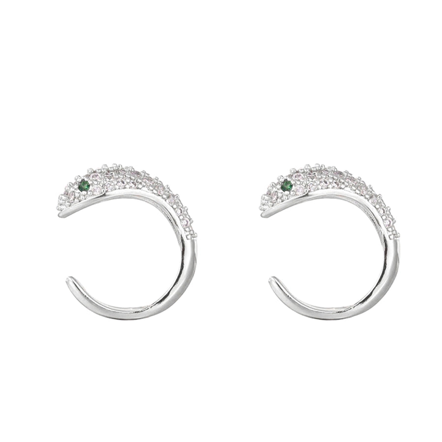 1 pair classic style snake plating inlay copper zircon white gold plated gold plated ear cuffs