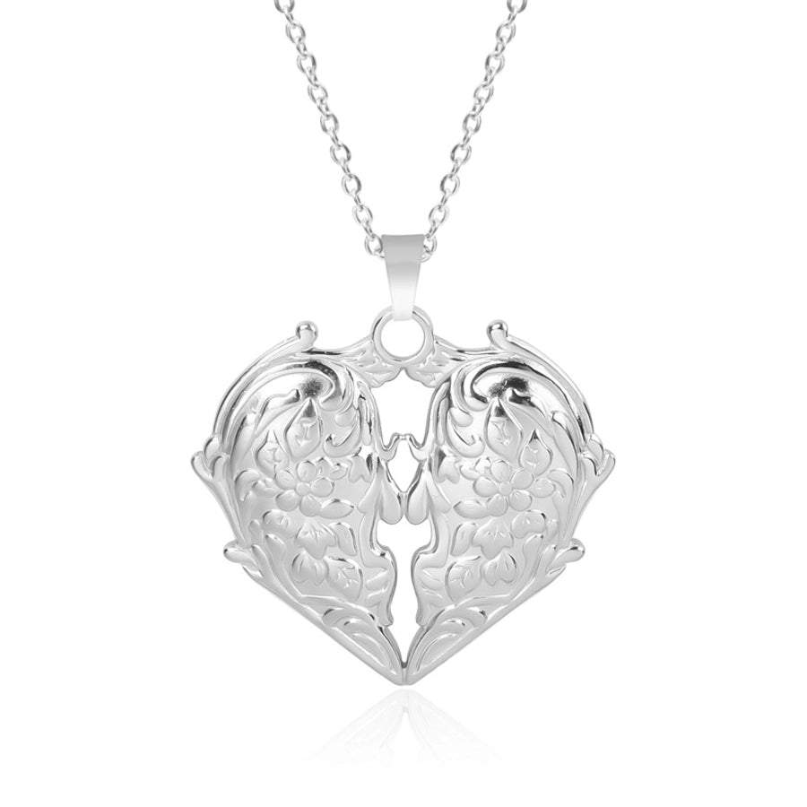 Jewelry IG Style Simple Style Heart Shape Wings 304 Stainless Steel 18K Gold Plated Hollow Out Pendant Necklace Necklace Pendant