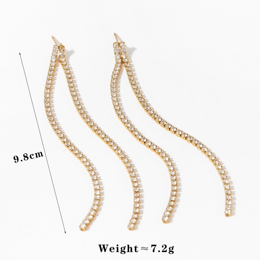 Jewelry Modern Style Artistic Geometric 304 Stainless Steel Zircon 16K Gold Plated White Gold Plated Gold Plated Plating Earrings Necklace