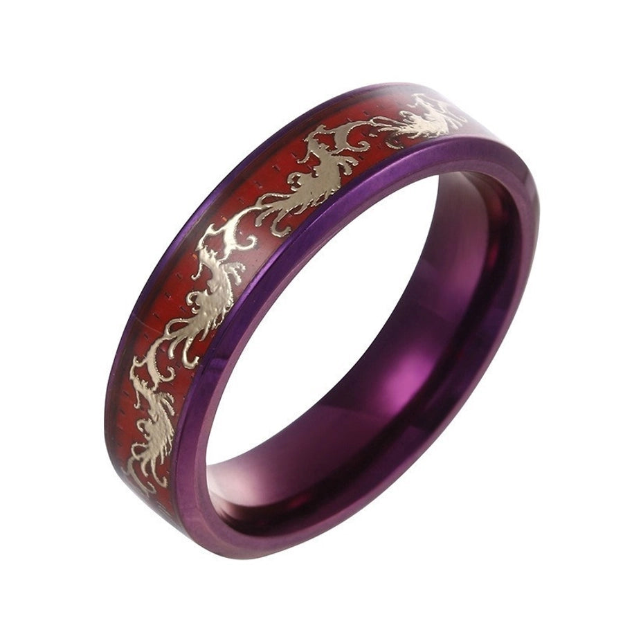 Jewelry Chinoiserie Classical Romantic Solid Color 304 Stainless Steel Purple Plated Rings