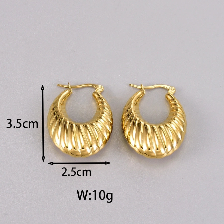 1 Pair Simple Style Classic Style C Shape Plating 304 Stainless Steel Titanium Steel 18K Gold Plated Ear Studs - CEJEW