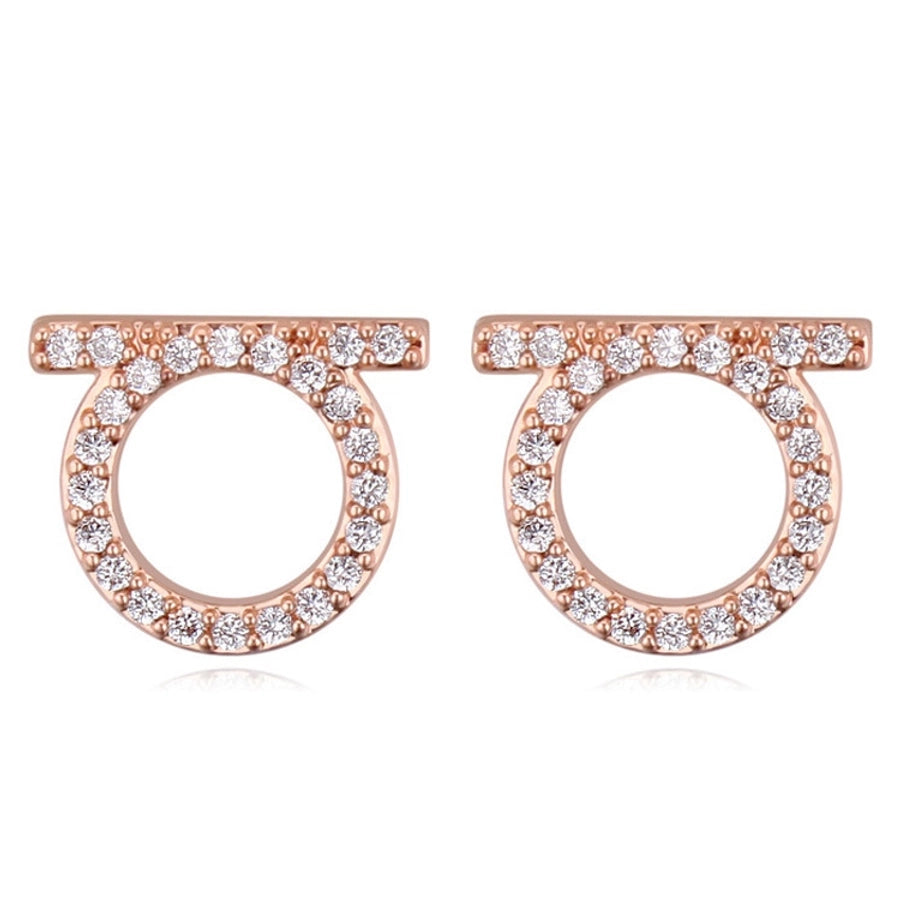 fashion solid color copper inlay zircon ear studs 1 pair