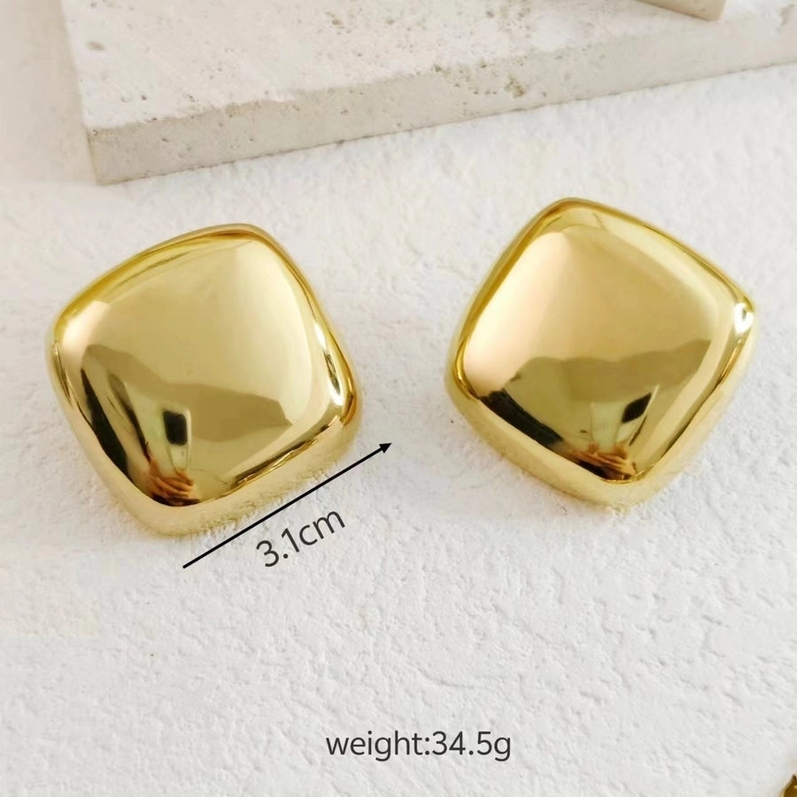 1 Pair Casual Simple Style Square Plating 304 Stainless Steel 18K Gold Plated Ear Studs