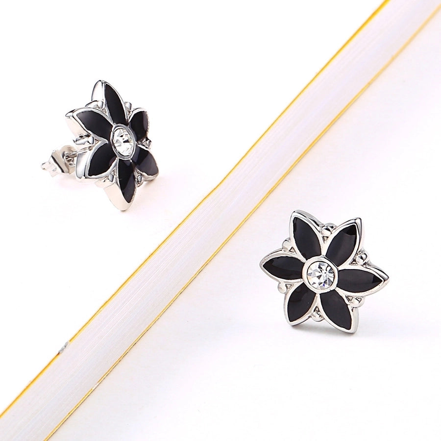 Jewelry Simple Style Classic Style Flower 304 Stainless Steel Rhinestones 18K Gold Plated Inlay Earrings Necklace