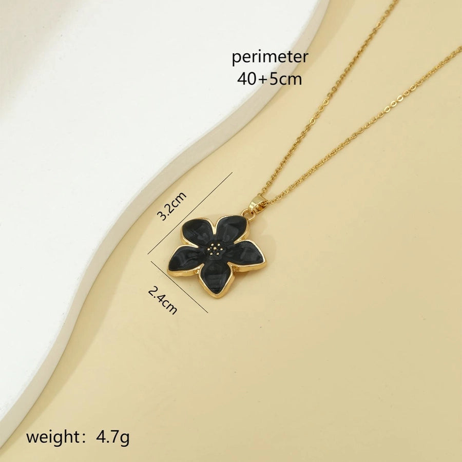 Elegant Sweet Flower K Gold Plated 304 Stainless Steel Alloy  Pendant Necklace