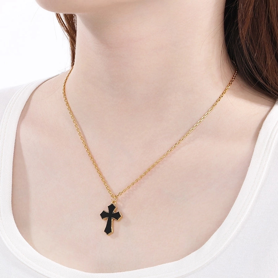 Jewelry Vintage Style Cross 304 Stainless Steel 18K Gold Plated Stainless Steel Necklaces