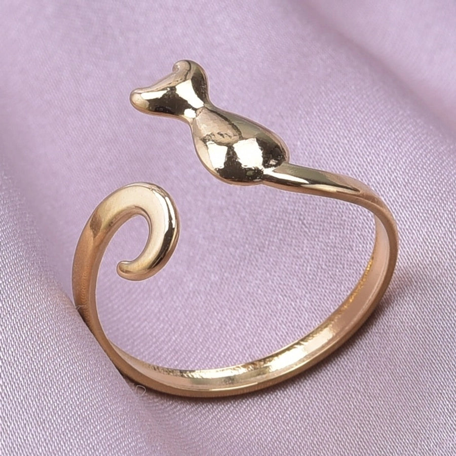 Jewelry Simple Style Geometric 304 Stainless Steel 18K Gold Plated Plating Open Rings