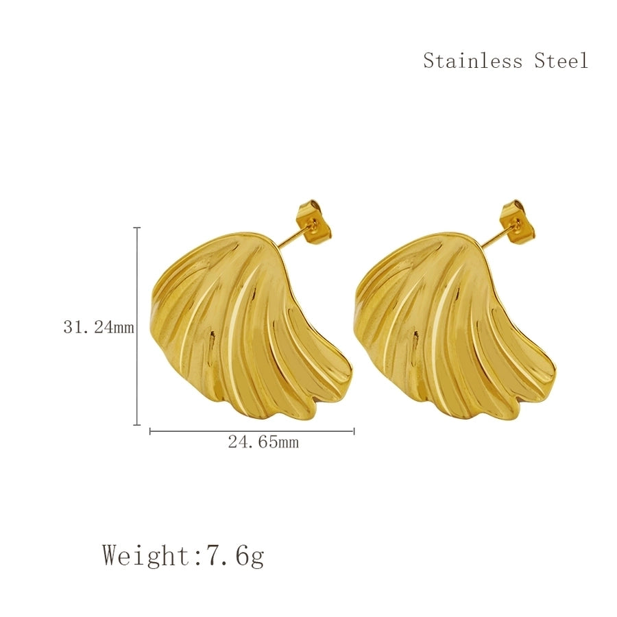 1 Pair Retro Classic Style Sector Shell Plating 304 Stainless Steel 18K Gold Plated Ear Studs