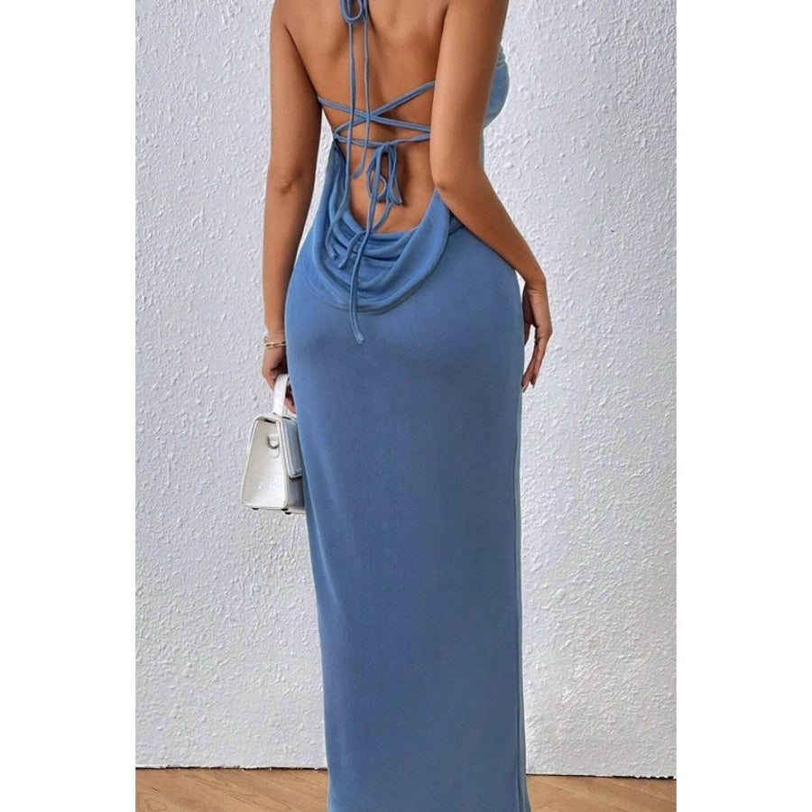 Women's Sheath Dress Streetwear Halter Neck Sleeveless Solid Color Midi Dress Holiday