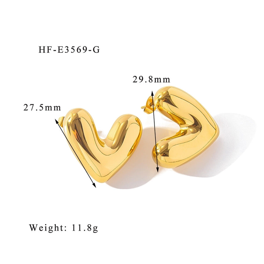 1 Pair Simple Style Classic Style U Shape Heart Shape Plating 316L Stainless Steel  Ear Studs