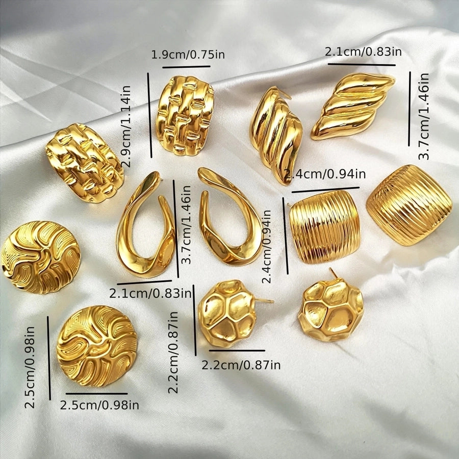 1 Piece IG Style Classical Streetwear Geometric 304 Stainless Steel 18K Gold Plated Ear Studs