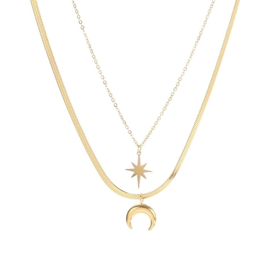 Jewelry French Style Simple Style Classic Style Hexagram Moon 304 Stainless Steel 18K Gold Plated Plating Pendant Necklace