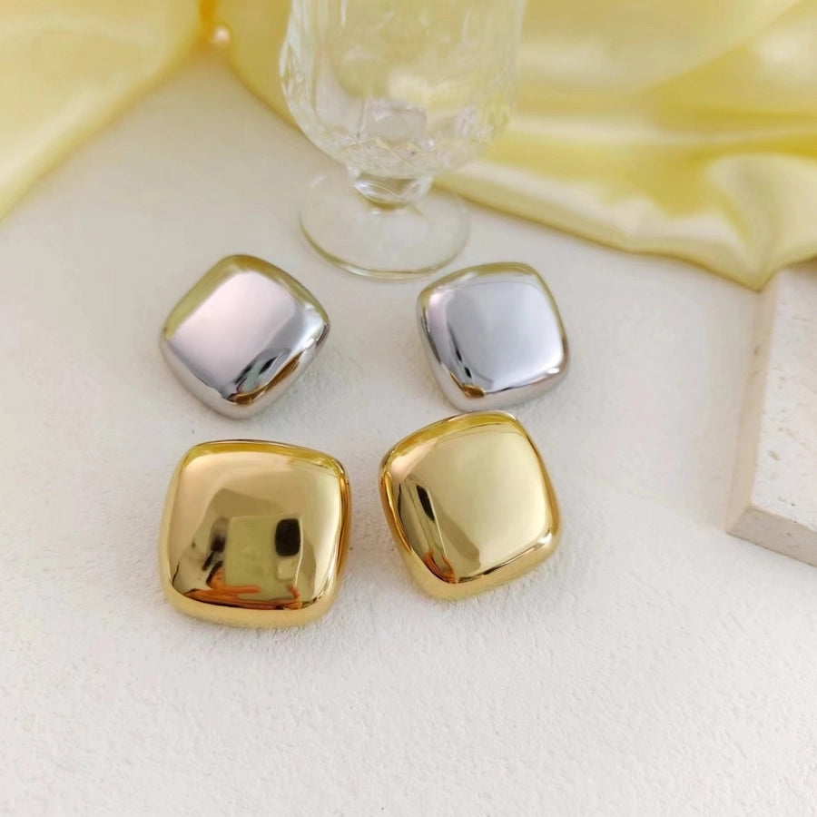 1 Pair Casual Simple Style Square Plating 304 Stainless Steel 18K Gold Plated Ear Studs