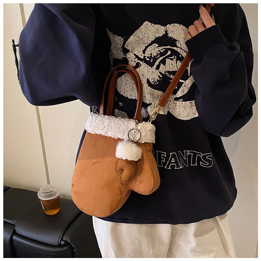 Women's Small Pu Leather Solid Color Streetwear Sewing Thread Glove-shaped Magnetic Buckle Crossbody Bag