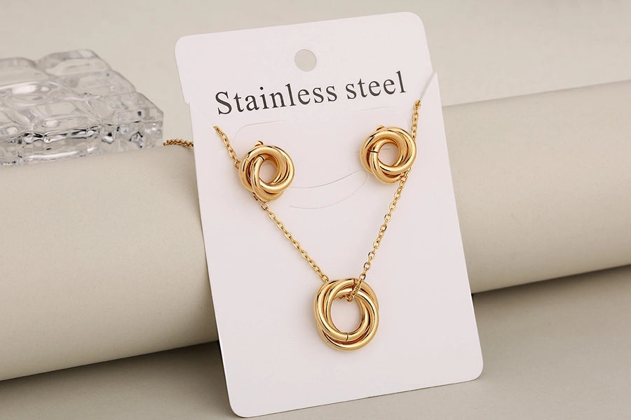 Jewelry Casual Vacation Classic Style Circle 304 Stainless Steel 18K Gold Plated Jewelry Set