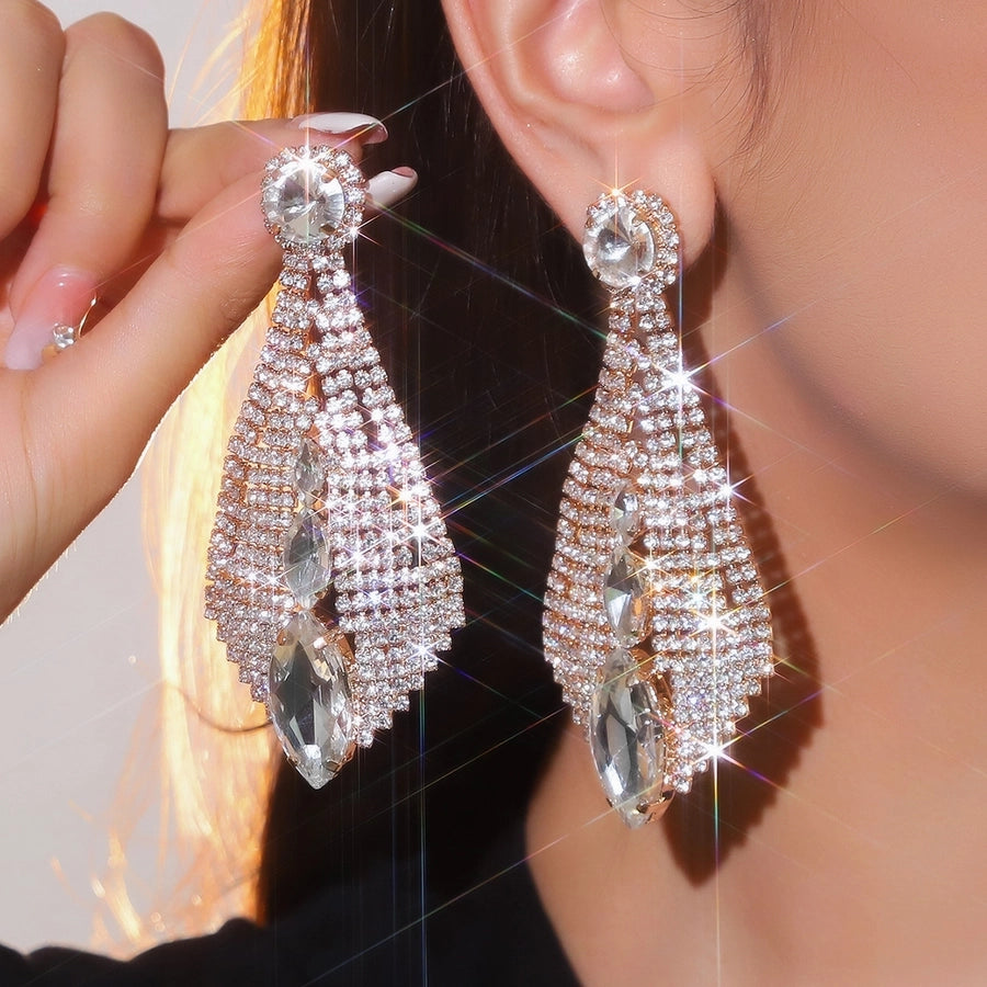 1 Pair Rock Simple Style Shiny Tassel Inlay 316 Stainless Steel  Artificial Rhinestones Drop Earrings