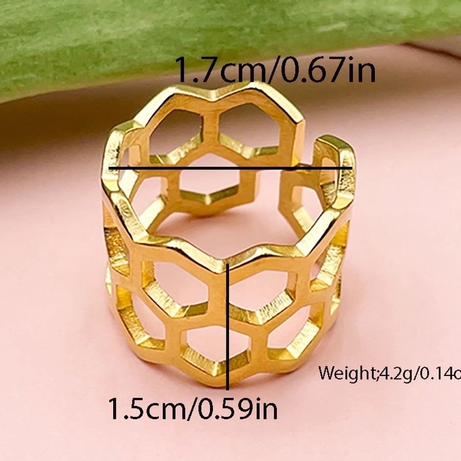 Jewelry Retro Geometric 304 Stainless Steel 14K Gold Plated Irregular Stainless Steel Rings