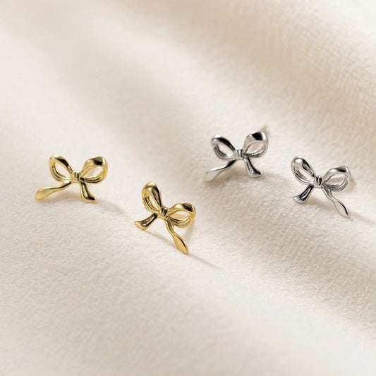 1 pair simple style bow knot plating copper ear studs