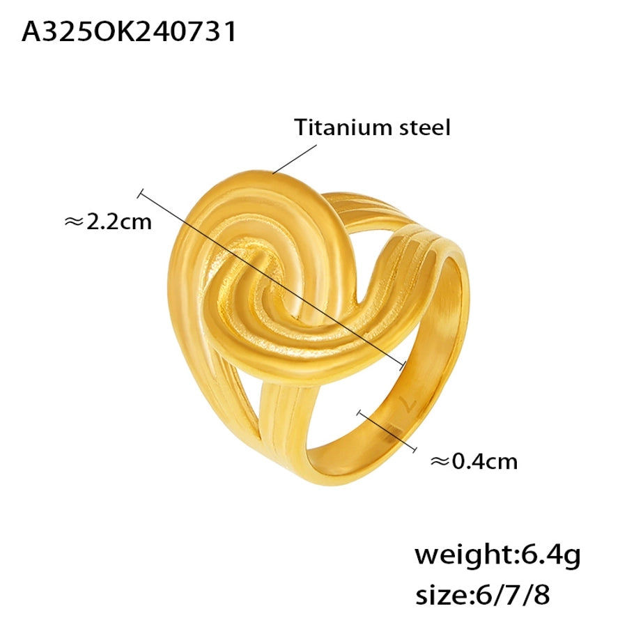 Jewelry Elegant Exaggerated Modern Style Geometric Titanium Steel 18K Gold Plated Plating Rings