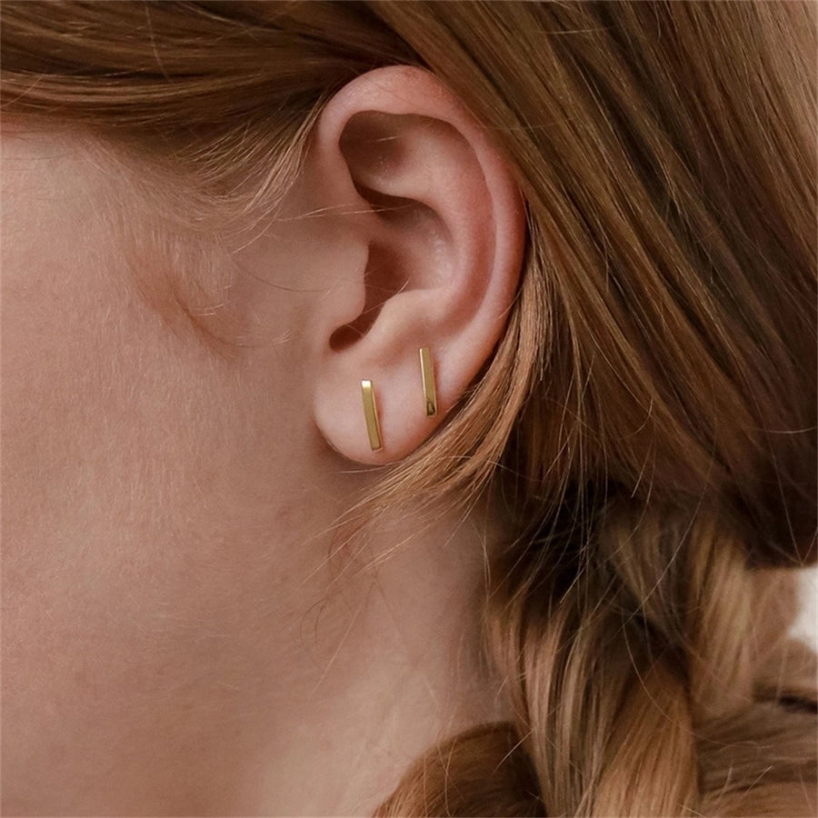 1 Pair Simple Style Classic Style Solid Color Plating 304 Stainless Steel 14K Gold Plated Ear Studs - CEJEW