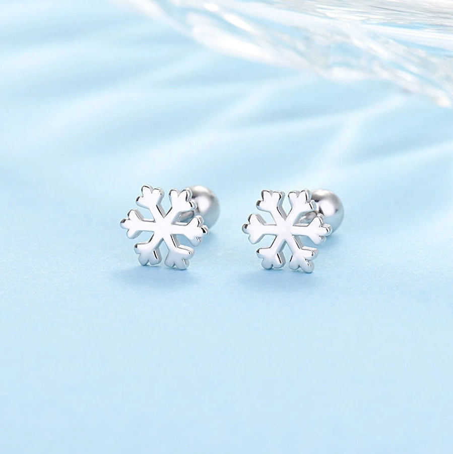 S925 silver anti-lost earrings love four-leaf clover round earrings stainless steel screw to prevent falling off without picking ear holes