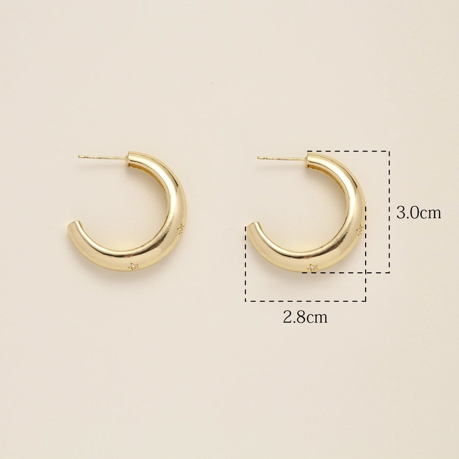 1 Pair Elegant Simple Style Star Moon Solid Color Inlay Copper Pearl Zircon 18K Gold Plated Drop Earrings Ear Studs