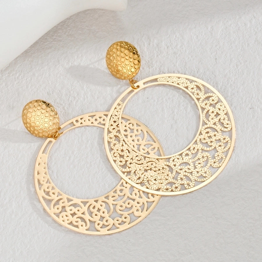 1 Piece Elegant Luxurious Geometric Hollow Out 304 Stainless Steel 18K Gold Plated Drop Earrings