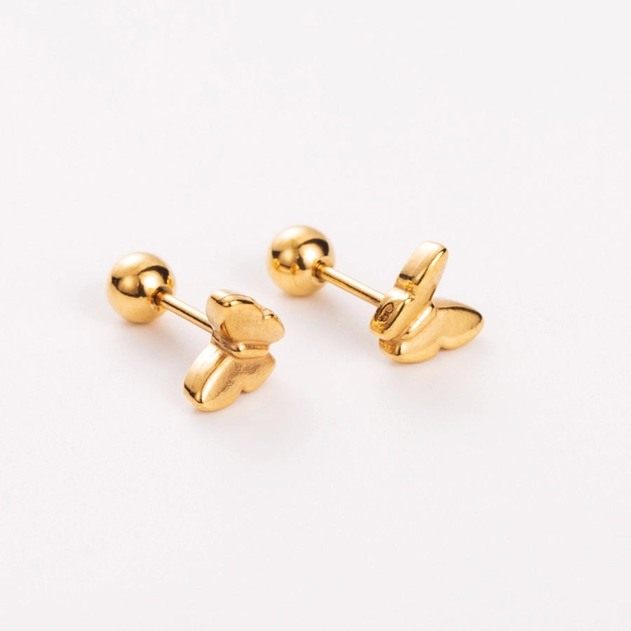 Simple Style Shiny Heart Shape Mushroom Planet Plating Inlay 304 Stainless Steel Artificial Diamond 14K Gold Plated Ear Studs