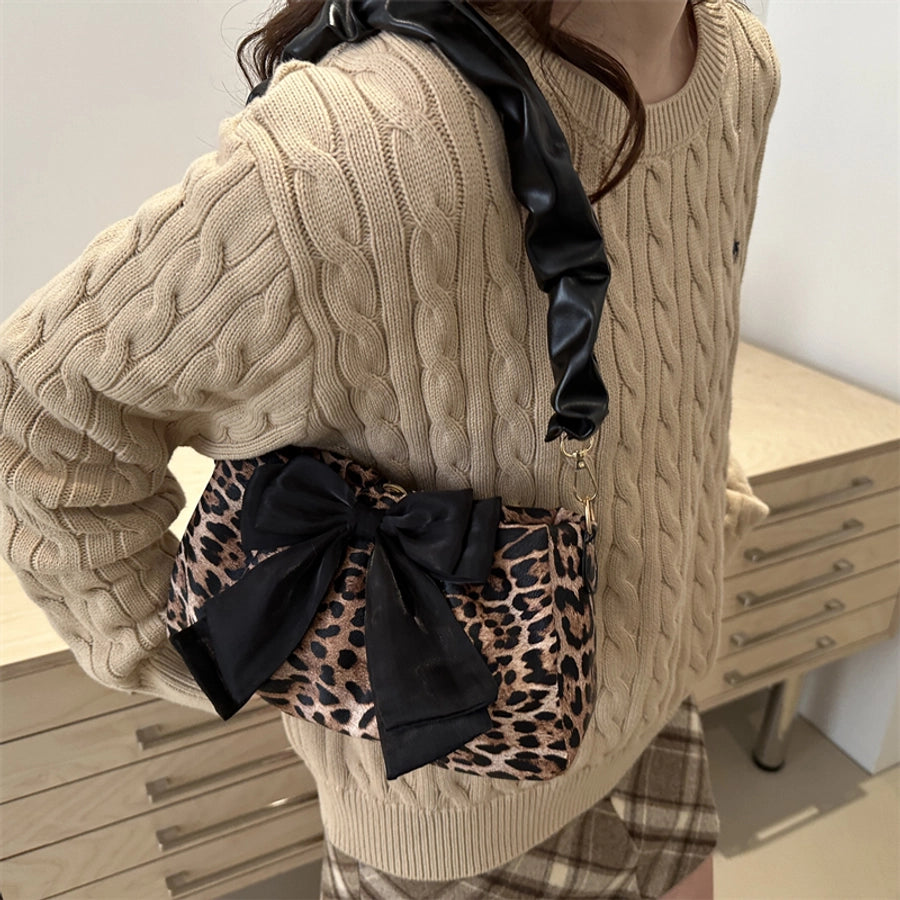 Women's Medium Pu Leather Leopard Classic Style Streetwear Square Zipper Crossbody Bag