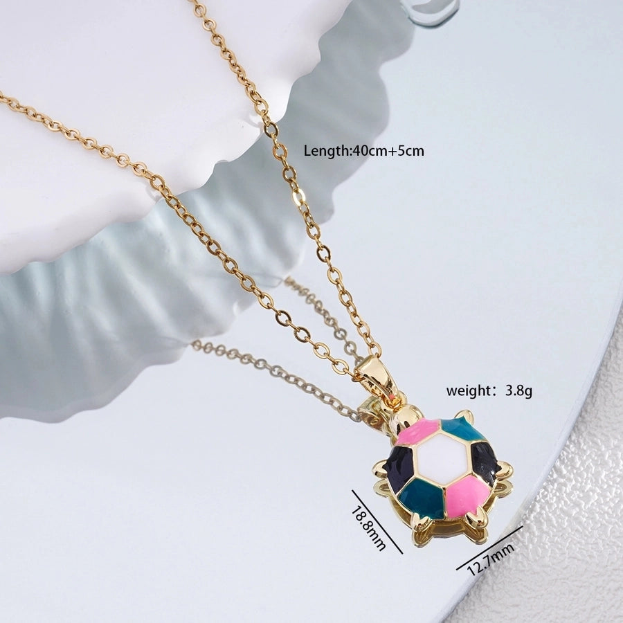 Popular  Fashion Simple Copper Plating 18K Gold Colorful Oil Necklace Cute Turtle Pendant Necklace Female Jewelry