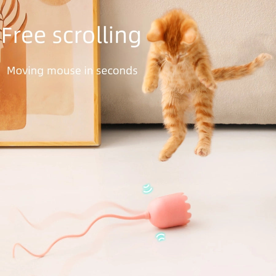 Electric Pet Toy Smart Tail Cat Toy Silicone Tail Bite-resistant Automatic Self-entertaining Rotating Rolling Ball