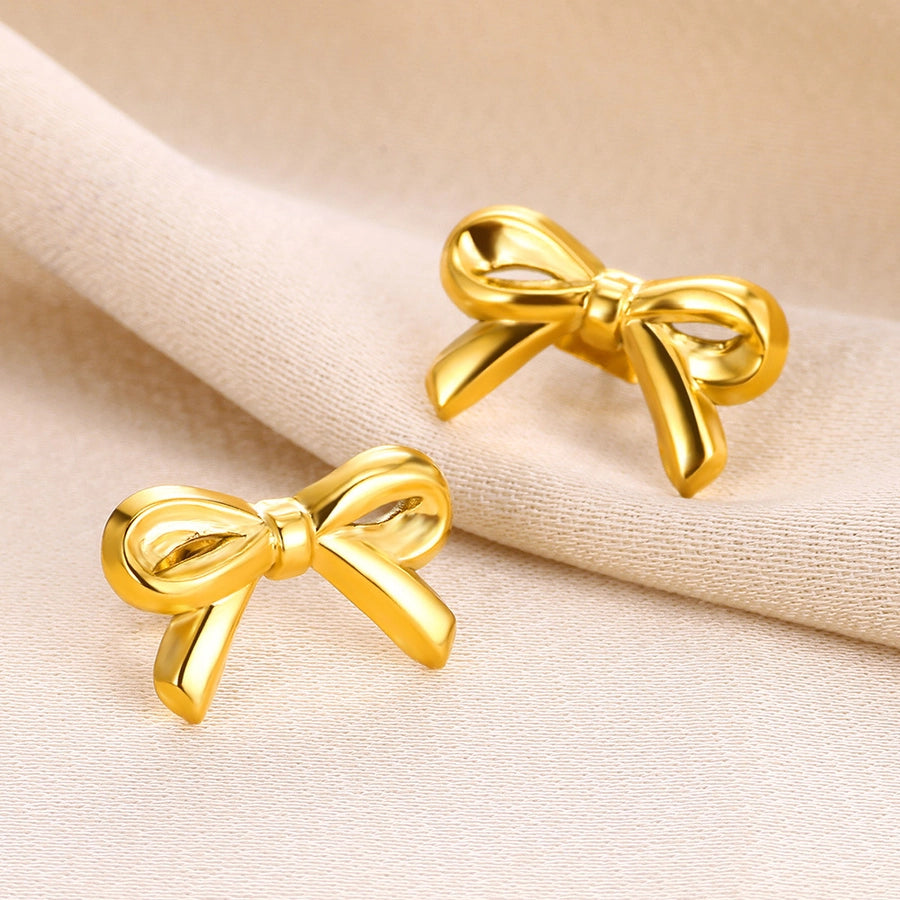 1 Pair Simple Style Classic Style Bow Knot Plating 304 Stainless Steel Ear Studs