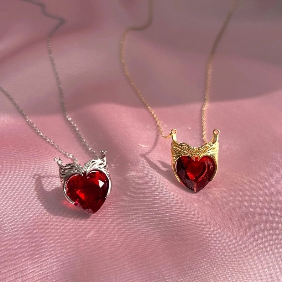 201 Stainless Steel 304 Stainless Steel Glass Gold Plated Casual Simple Style Inlay Heart Shape Crown Zircon Pendant Necklace