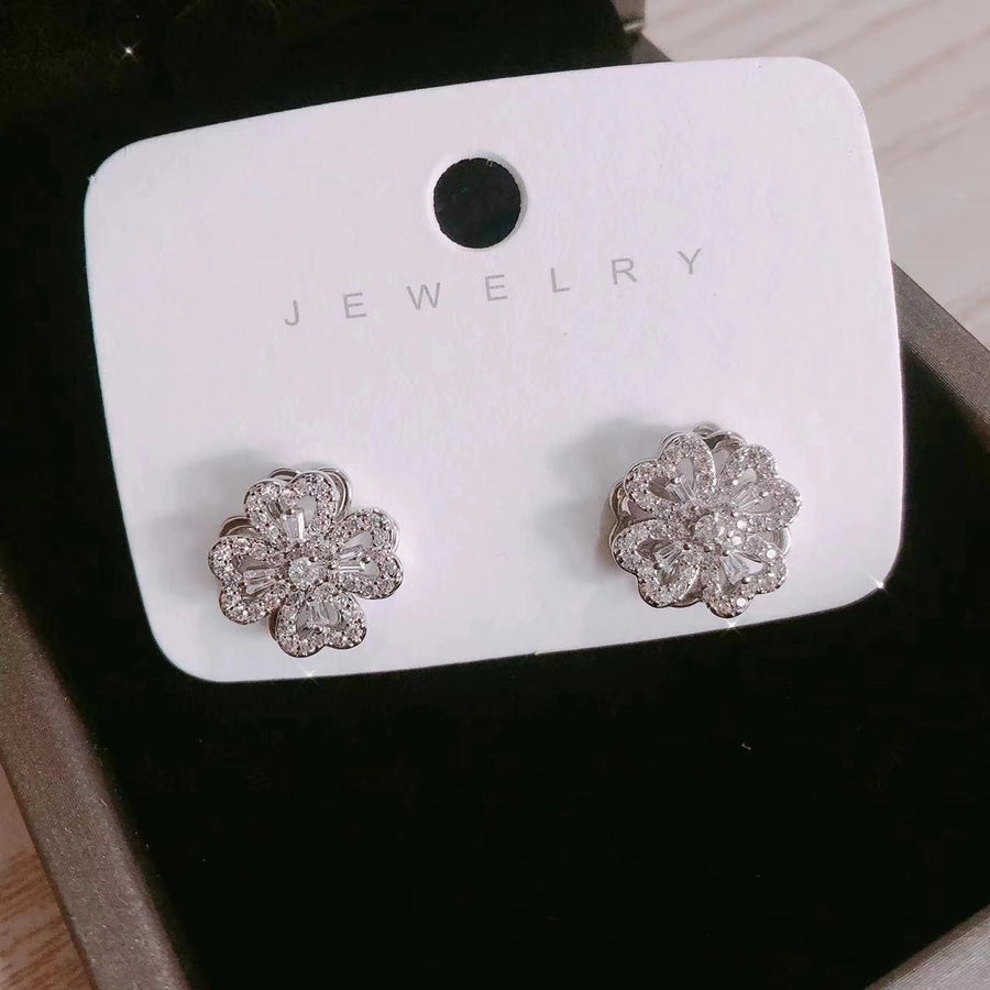 autumn rotating clover earrings light luxury fashion creative simple  personality rotatable earrings for women - CEJEW