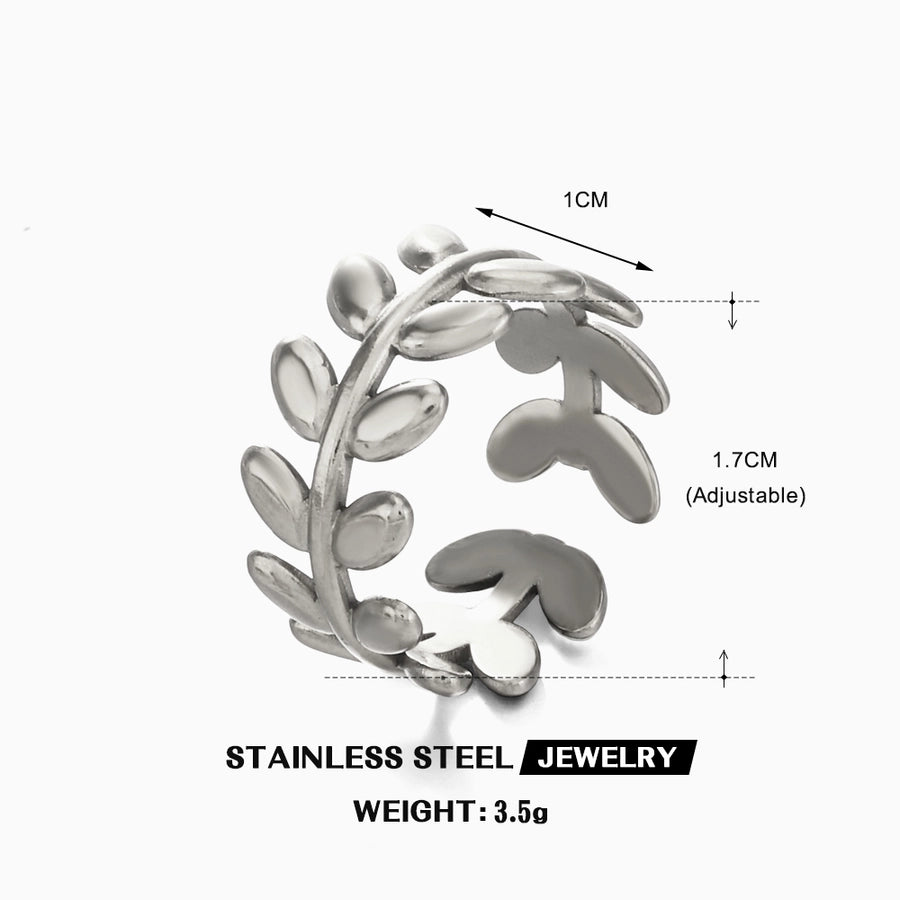 Jewelry Simple Style Leaves 304 Stainless Steel 18K Gold Plated Open Rings - CEJEW