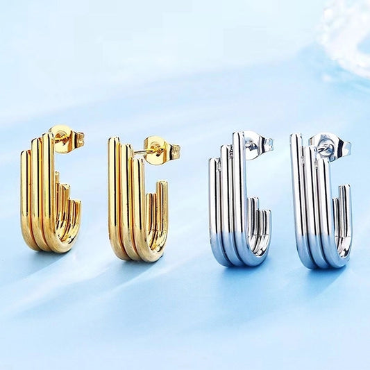 1 Pair Simple Style U Shape Plating 304 Stainless Steel 18K Gold Plated Earrings