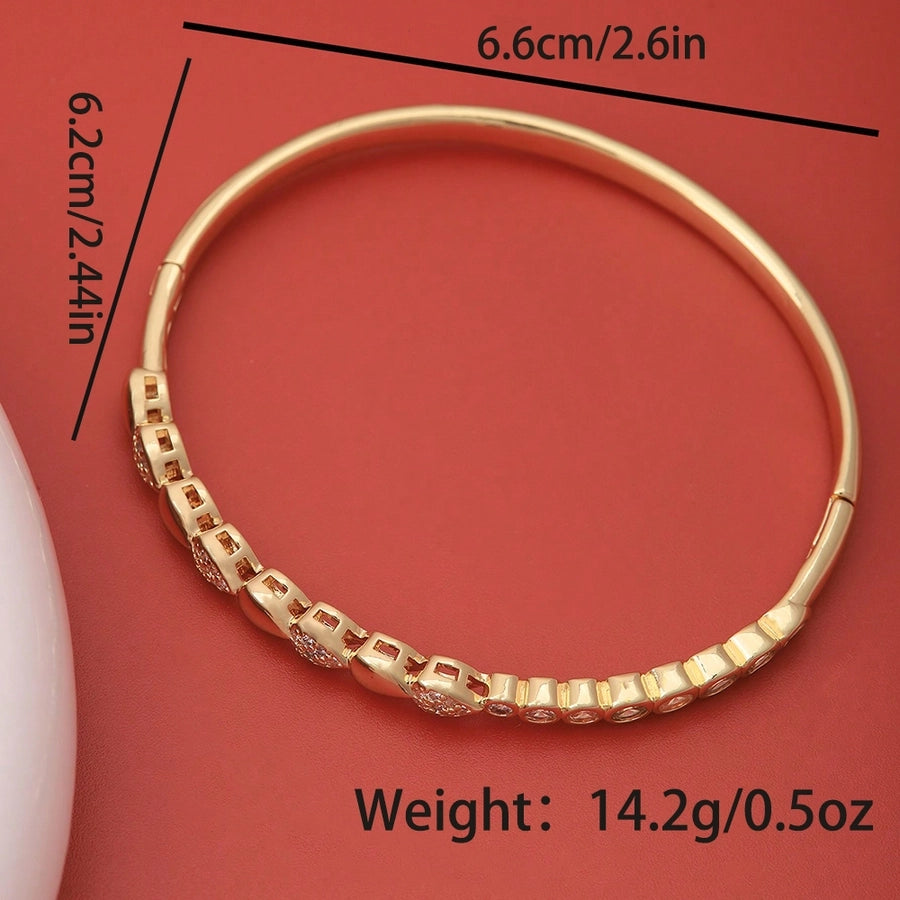 Copper 18K Gold Plated XUPING Simple Style Plating Inlay Heart Shape Zircon Bangle