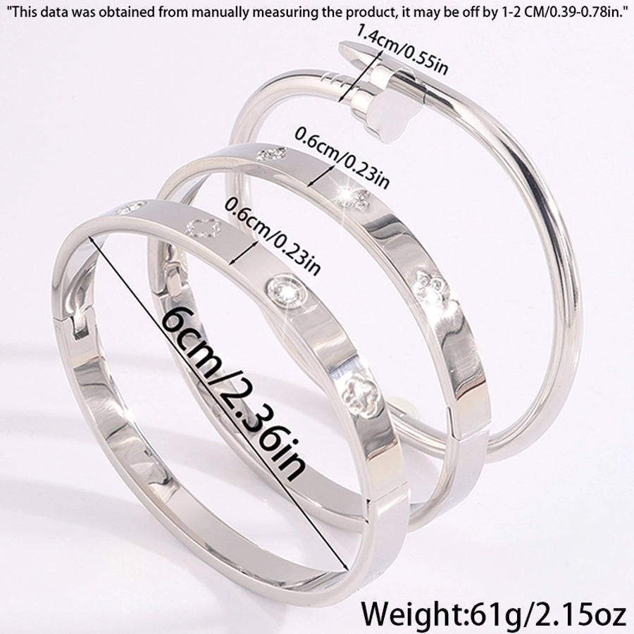 Elegant French Style Classic Style Four Leaf Clover 304 Stainless Steel Bangle In Bulk