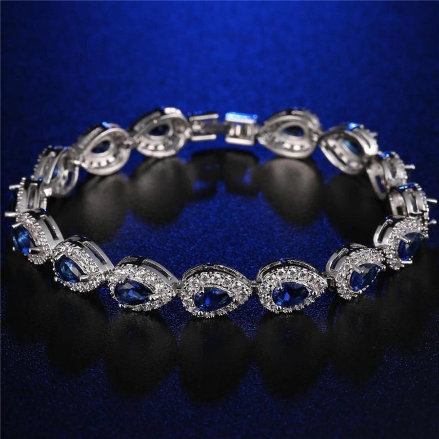 Copper Rhodium Plated Lady Simple Style Inlay Geometric Zircon Bracelets