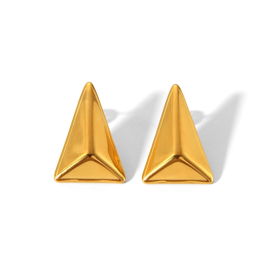 1 Pair Basic Triangle Polishing Plating 304 Stainless Steel 18K Gold Plated Earrings