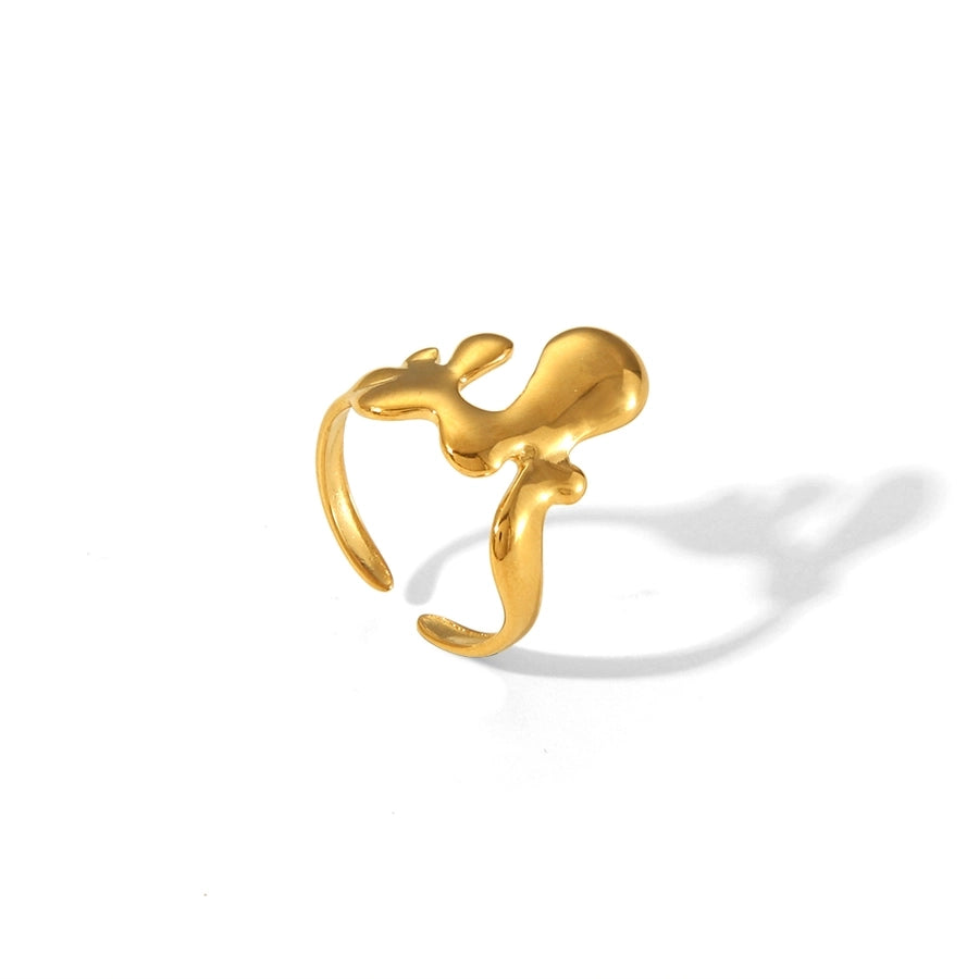 Jewelry Simple Style Irregular Solid Color Bow Knot 304 Stainless Steel 18K Gold Plated Open Rings