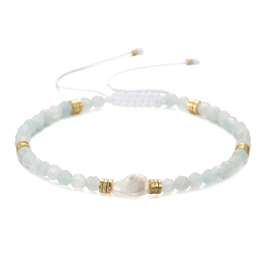 ethnic style round natural stone freshwater pearl copper plating 18k gold plated bracelets