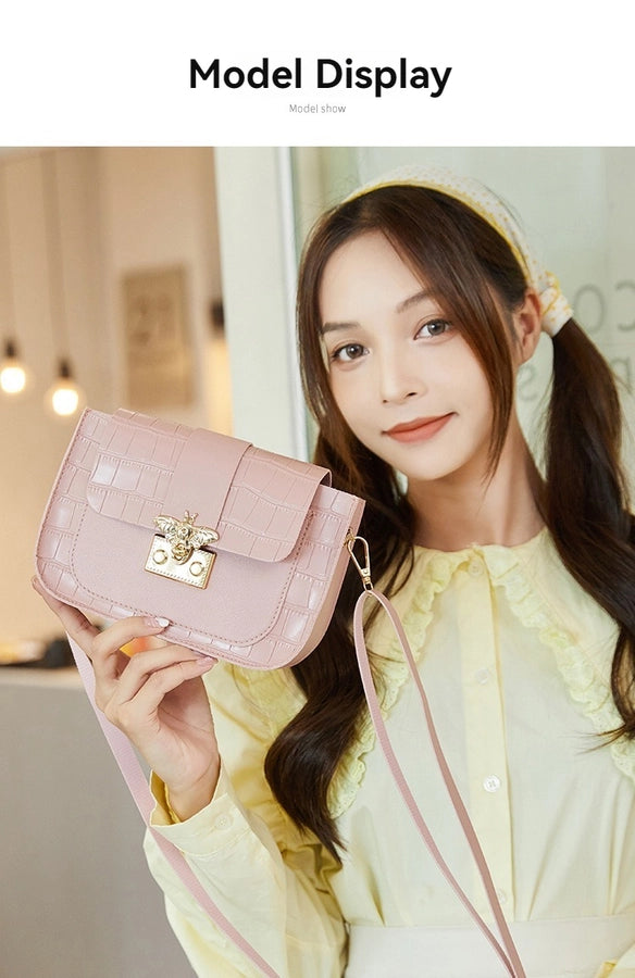 Women's Medium Pu Leather Solid Color Classic Style Streetwear Square Lock clasp Crossbody Bag