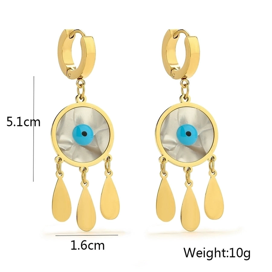 1 Pair Modern Style Artistic Devil'S Eye Plating 304 Stainless Steel Shell 18K Gold Plated Drop Earrings