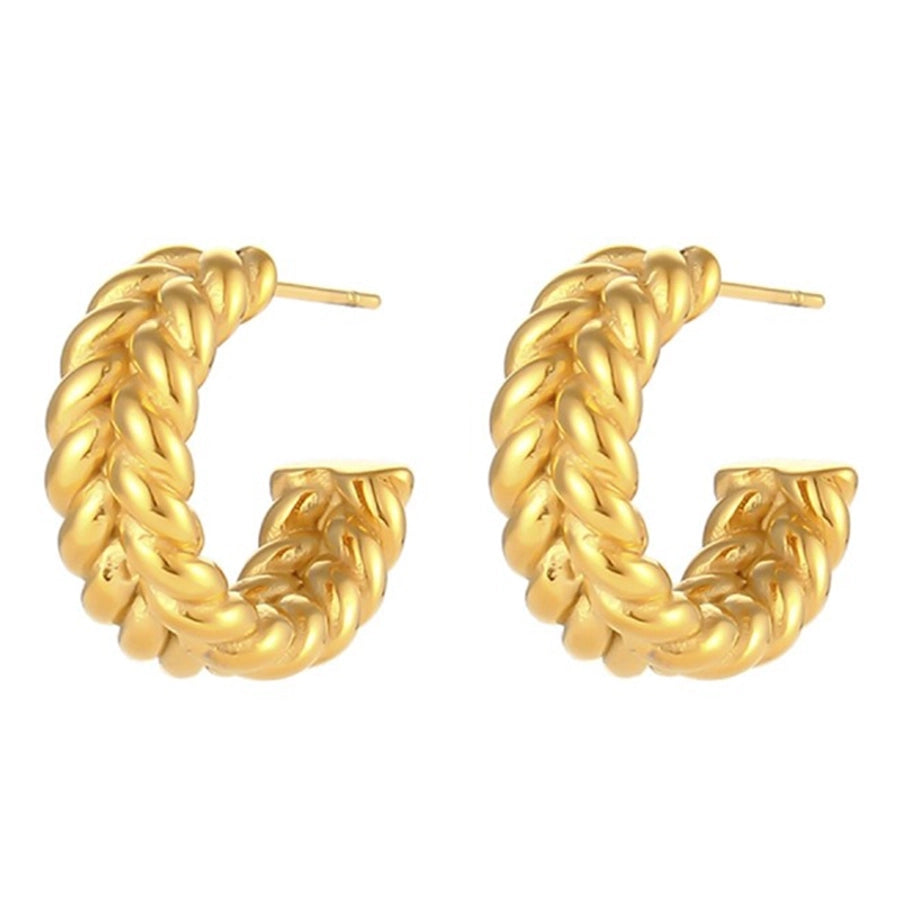 1 Pair Retro Simple Style Geometric Inlay Copper Zircon Gold Plated Ear Cuffs Earrings Ear Studs