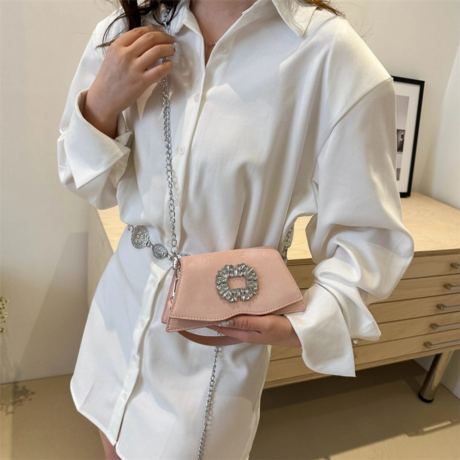 Women's Medium Pu Leather Solid Color Classic Style Streetwear Square Flip Cover Crossbody Bag